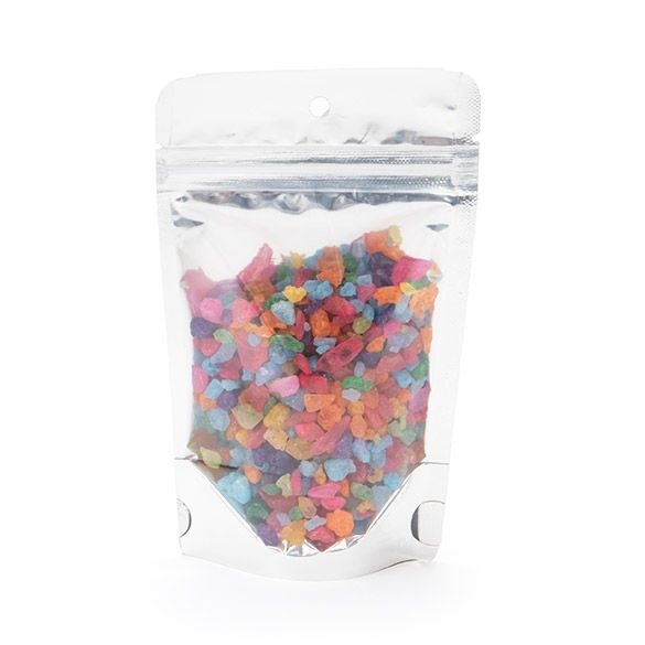 Stå upp påsar Transparent/Gold 9.5x5.7x15.7cm | 57 gram Med hängande hål (100 st) [ZBGG35H]