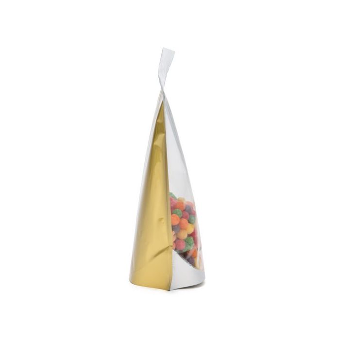Stå upp påsar Transparent/Guld 15x9x23,2cm | 312 gram (100 st) [ZBGG7]