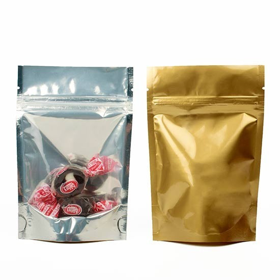 Stå upp påsar Transparent/Guld 17x9x28,5cm | 340 gram (100 st) [ZBGG4]
