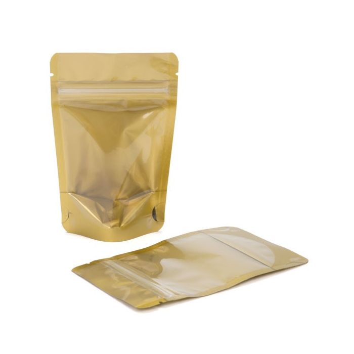 Stå upp påsar Transparent/Guld 8x5x13cm | 28 gram (100 st) [ZBGGC1]