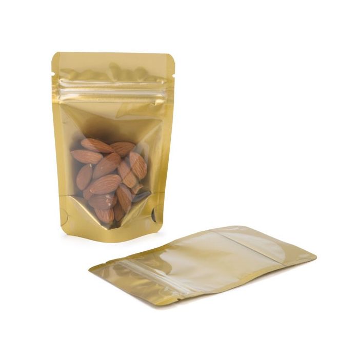 Stå upp påsar Transparent/Guld 12x7,5x18,5cm | 114 gram (100 st) [ZBGGC46]