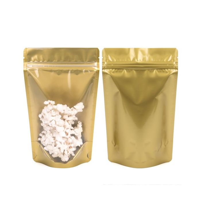 Stå upp påsar Transparent/Guld 8x5x13cm | 28 gram (100 st) [ZBGGC1]