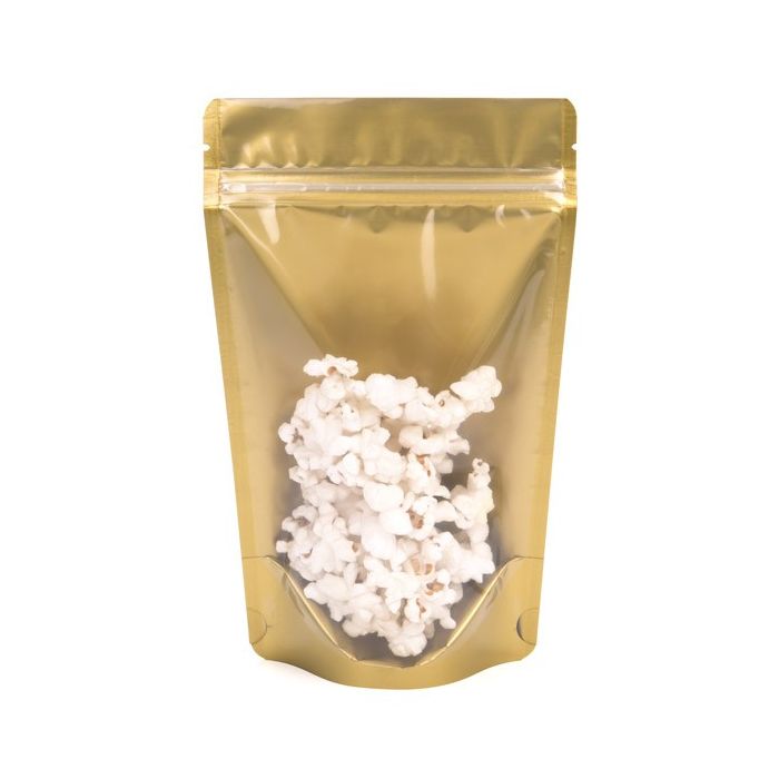 Stå upp påsar Transparent/Guld 8x5x13cm | 28 gram (100 st) [ZBGGC1]