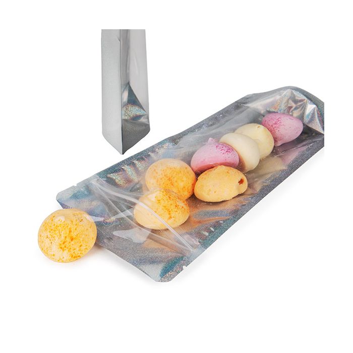 Stå upp påsar Transparant/Holografisk Glitter 10,8x6x23,8 cm Med upphängningshål (25 St) [ZBGHG1NC]