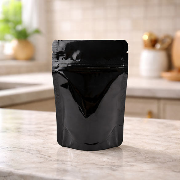 Stå upp påsar Svart 8x5x13cm | 28 gram (100 st) [ZBGM1B]