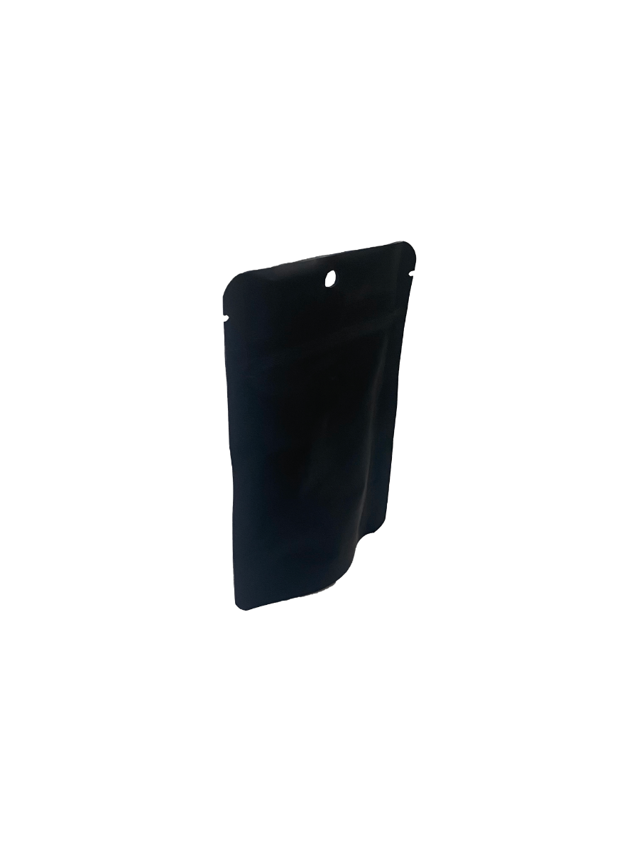Stå upp påsar Matt Black 8x5x13cm | 28 gram med upphängningshål (100 st) [ZBGM1MBH]