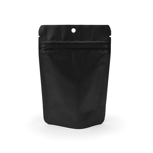 Stå upp påsar Matt Black 10x6x15cm | 57 gram med upphängningshål (100 st) [ZBGM2MBH]