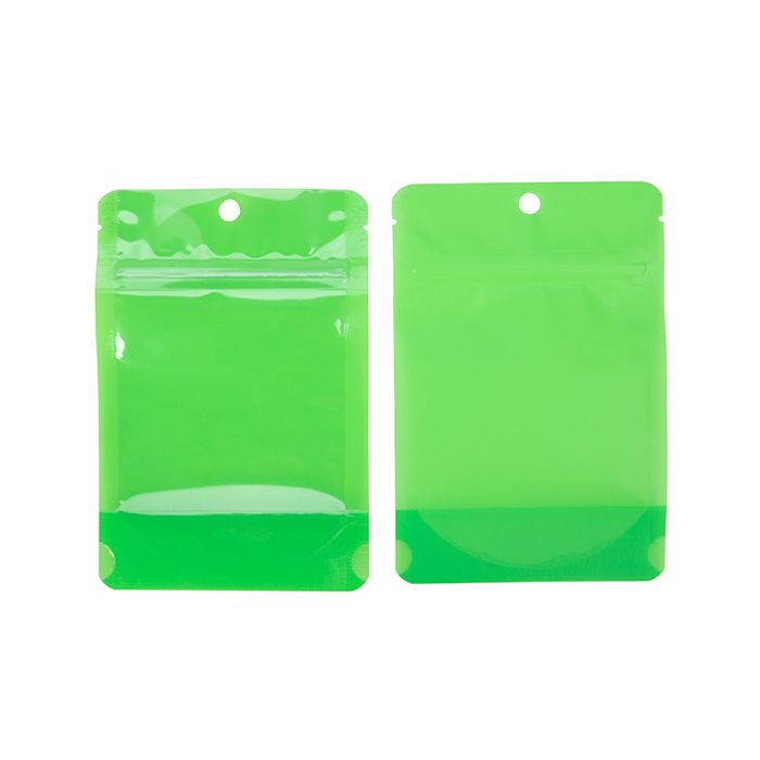 Stå upp påsar Transparent/Neon Green 10,2x6x15,2 cm (100 st) [ZBGN2GR]