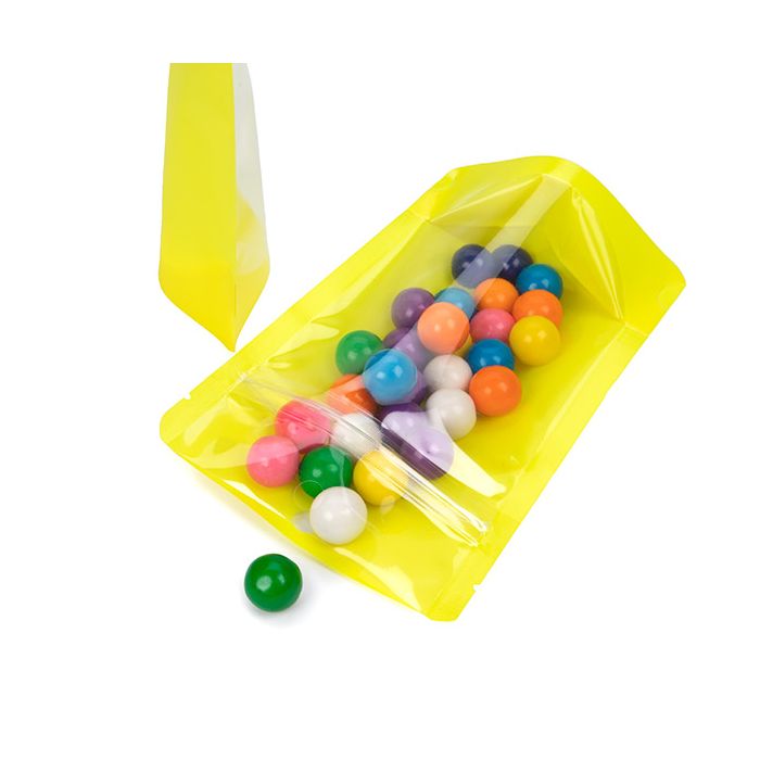 Stå upp påsar Transparent/Neon Yellow 10,2x6x15,2 cm (100 st) [ZBGN2YW]