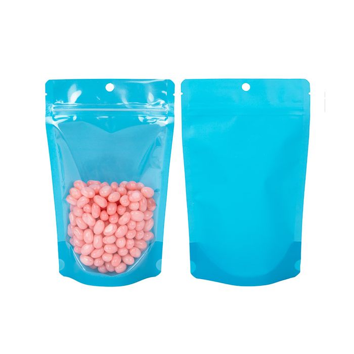 Stå upp påsar Transparent/Neon Blå 13x7,9x20,6 cm (100 st) [ZBGN3BL]