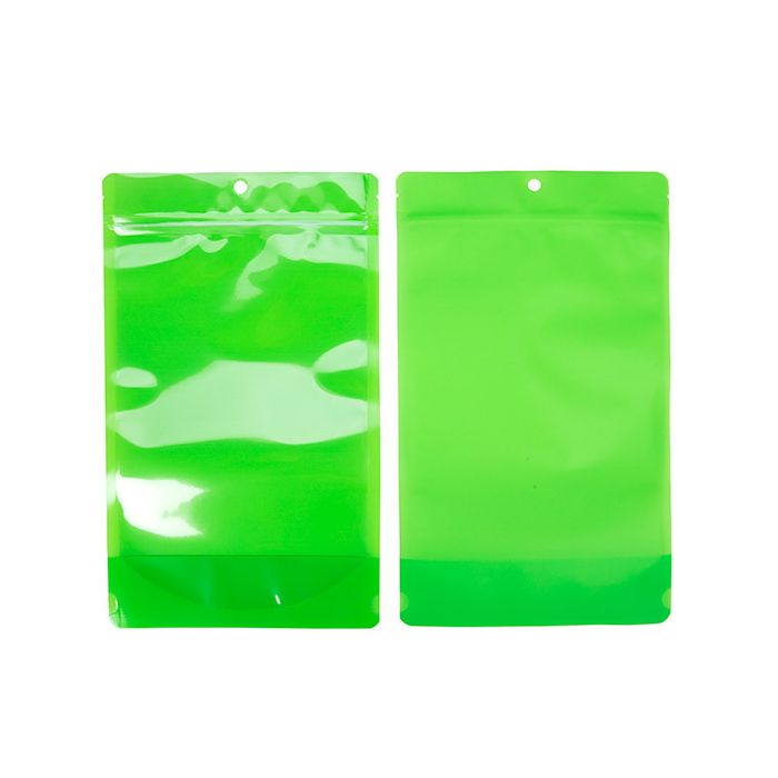 Stå upp påsar Transparent/Neon Green 17,2x8,9x28,6 cm (100 st) [ZBGN4GR]