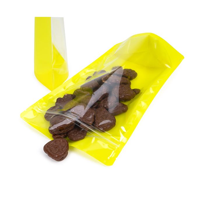 Stå upp påsar Transparent/Neon Yellow 17,2x8,9x28,6 cm (100 st) [ZBGN4YW]