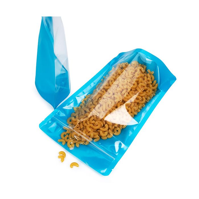 Stå upp påsar Transparent/Neon Blå 14,9x8,9x23,2 cm (100 st) [ZBGN7BL]