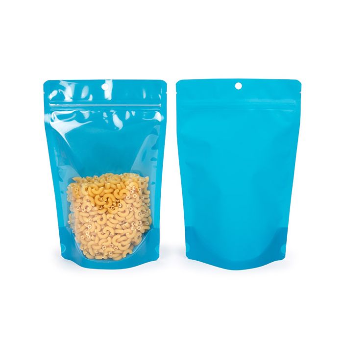 Stå upp påsar Transparent/Neon Blå 14,9x8,9x23,2 cm (100 st) [ZBGN7BL]