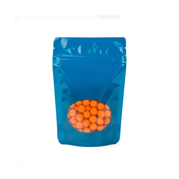 Stå upp påsar Blå med oval Fönster 14,9x8,9x23,2cm | 312 gram (100 st) [ZBGO7BL]