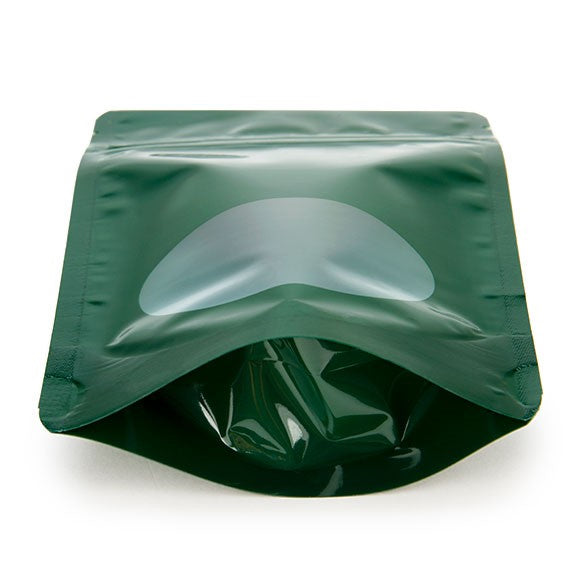Stå upp påsar Grön med oval Fönster 10x6x15cm | 57 gram (100 st) [ZBGO2HG]