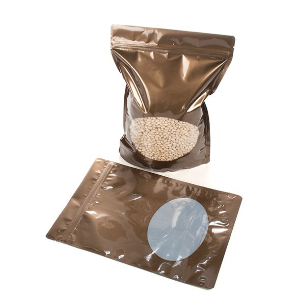 Stå upp påsar Brons med oval Fönster 21x9x29cm | 510 gram (100 st) [ZBGO5BZ]