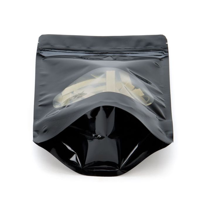 Stå upp påsar Svart med oval Fönster 15x9x23,2cm | 312 gram (100 st) [ZBGO7B]