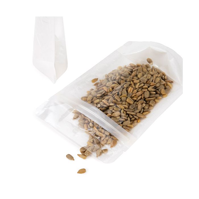 Eco Friendly Stå upp påsar Rispapper Transparent/vit med hängande hål 10,2x6x15,2 cm (100 st) [ZBGRC2CW]