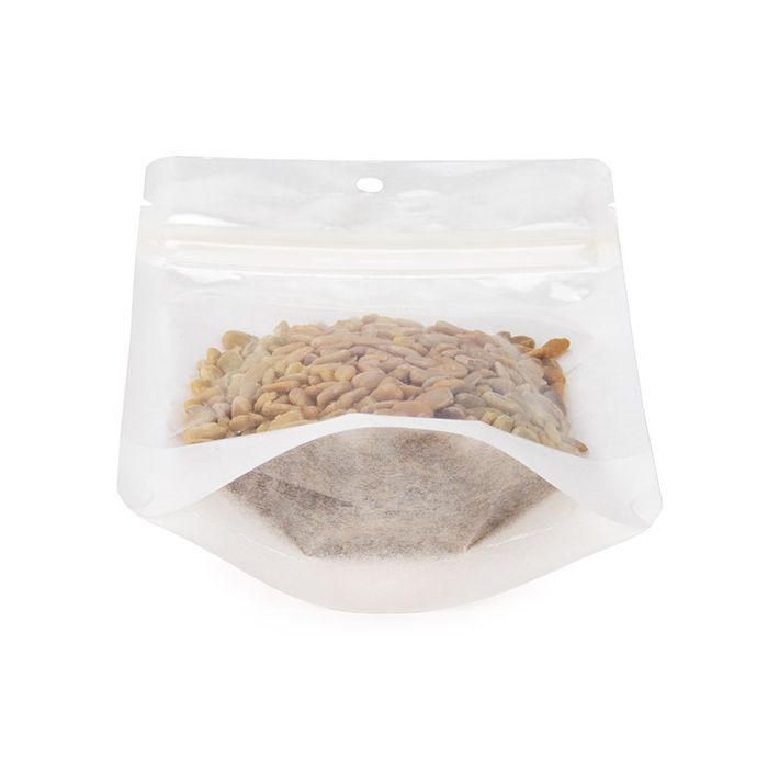 Eco Friendly Stå upp påsar Rispapper Transparent/vit med hängande hål 10,2x6x15,2 cm (100 st) [ZBGRC2CW]