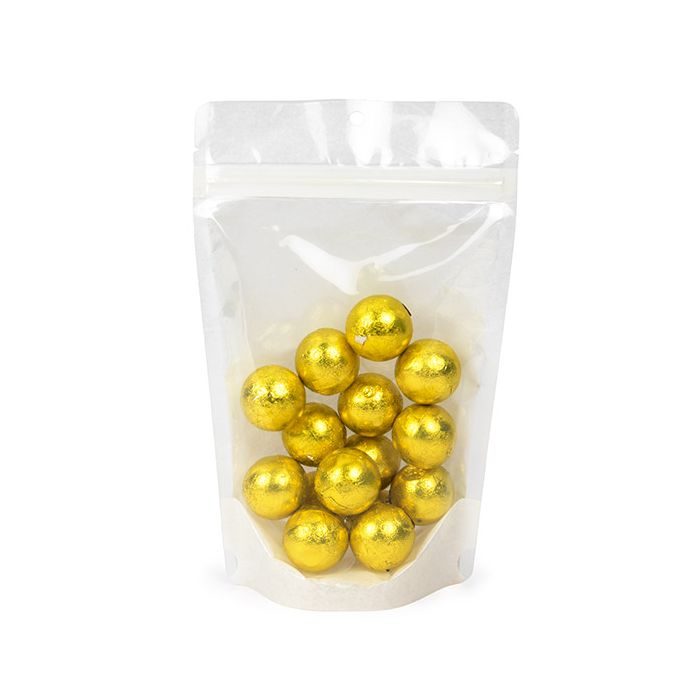 Eco Friendly Stand Up Pouches Rice Paper Transparent/White With Hanghole 13x7,9x20,6 cm