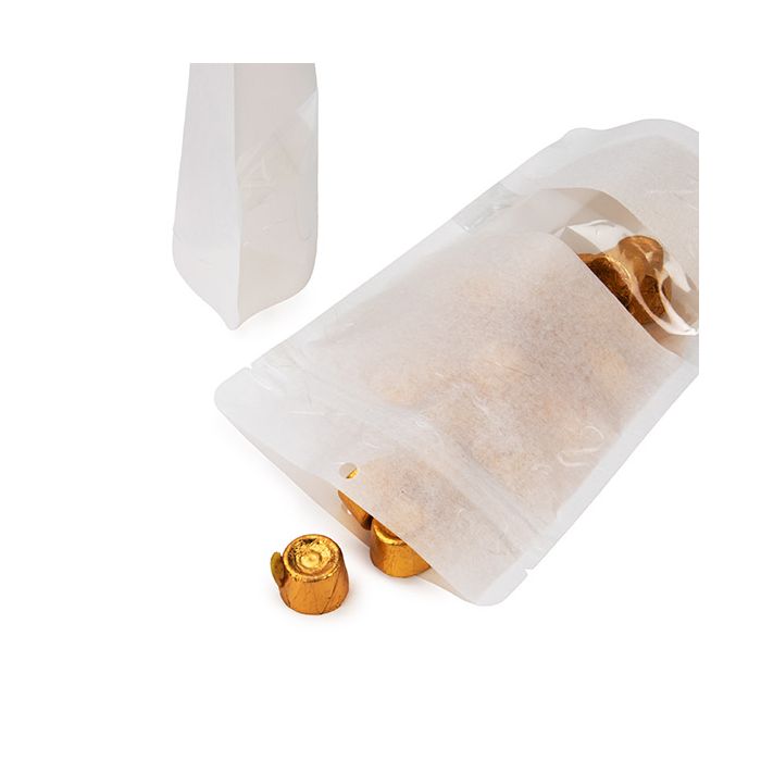 Eco Friendly Stå upp påsar Rispapper vitt med oval rektangel med hängande hål 13x7,9x20,6 cm (100 st) [ZBGRC3W]