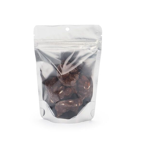 Stå upp påsar Transparent/Silver 10x6x15cm | 57 gram med upphängningshål (100 st) [ZBGS2H]