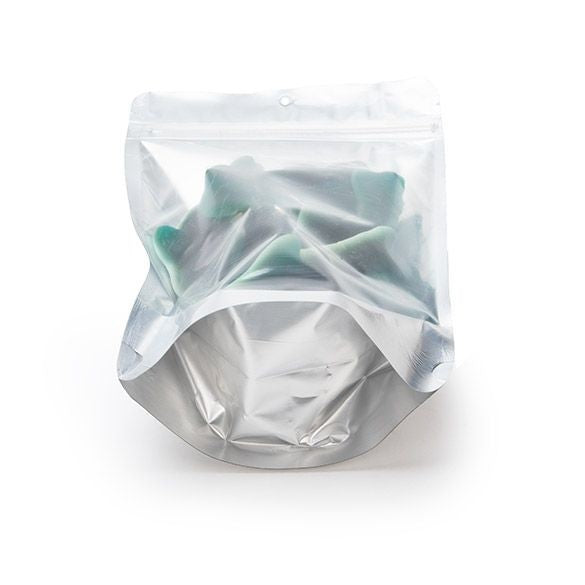 Stå upp påsar Transparent/Silver 13x7x20.5cm | 113 gram med upphängningshål (100 st) [ZBGS3H]