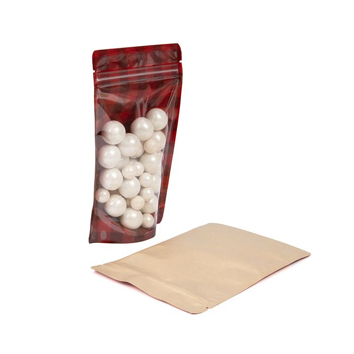 Stå upp påsar Transparent/Röd med rutmönster 13x7,9x20,6 cm (25 st) [ZBGSW3RP]