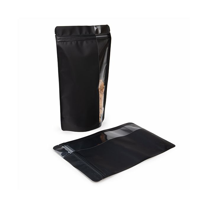 Stå upp påsar Matt Svart Med Vertikalt Fönster 17,2x8,9x28,6 cm (100 st) [ZBGV4MB]