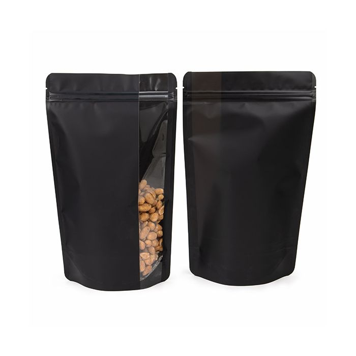 Stå upp påsar Matt Svart Med Vertikalt Fönster 17,2x8,9x28,6 cm (100 st) [ZBGV4MB]