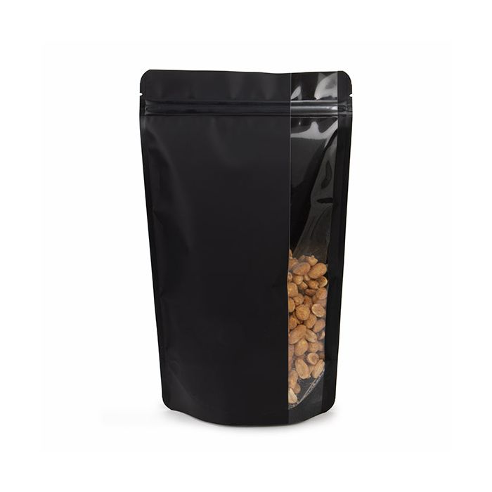 Stå upp påsar Matt Svart Med Vertikalt Fönster 17,2x8,9x28,6 cm (100 st) [ZBGV4MB]