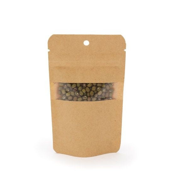 Stå upp påsar Kraft 8x5x13cm | 28 gram med upphängningshål (100 st) [ZBGW1KH]