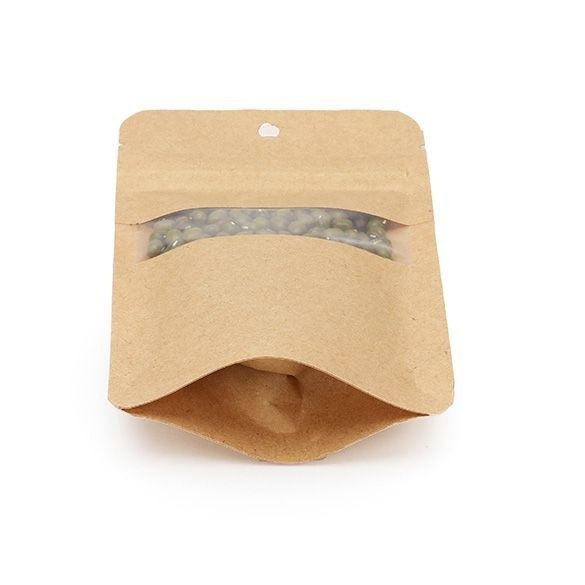 Stå upp påsar Kraft 8x5x13cm | 28 gram med upphängningshål (100 st) [ZBGW1KH]