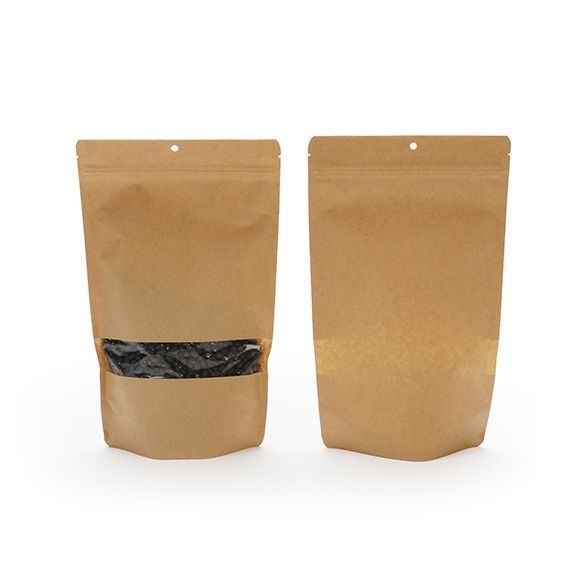 Stå upp påsar Kraft 17x9x28.5cm | 340 gram Med upphängningshål (100 st) [ZBGW4KH]