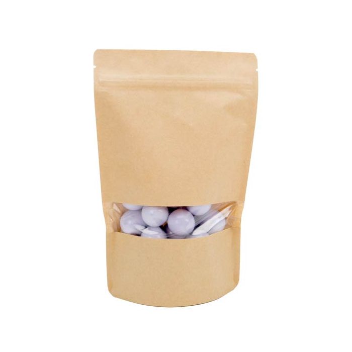 Stå upp påsar Kraft 15x9x23cm med Fönster (100 st) [ZBGW7K]