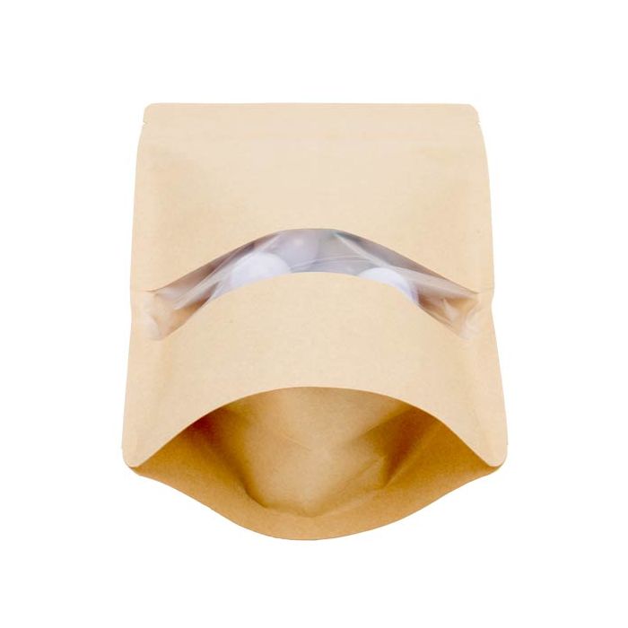 Stå upp påsar Kraft 15x9x23cm med Fönster (100 st) [ZBGW7K]