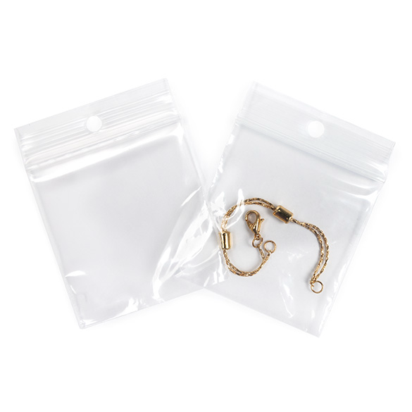 Blixtlåspåsar med häng hål 5x5cm PE 50 mikron (100 st) [2PR22]