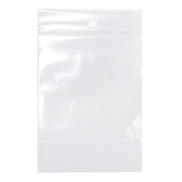 Blixtlåspåsar med häng hål 7,5x10cm PE 50 mikron (100 st) [2PR34]