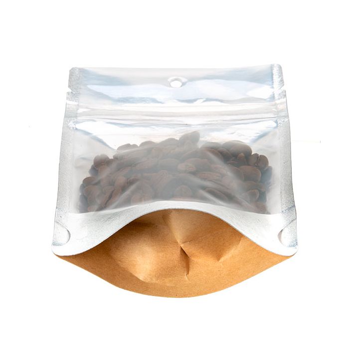 Stå upp påsar Transparent/Kraft 10,2x6x15,2cm Med hängande hål (100 st) [ZBGK2H]