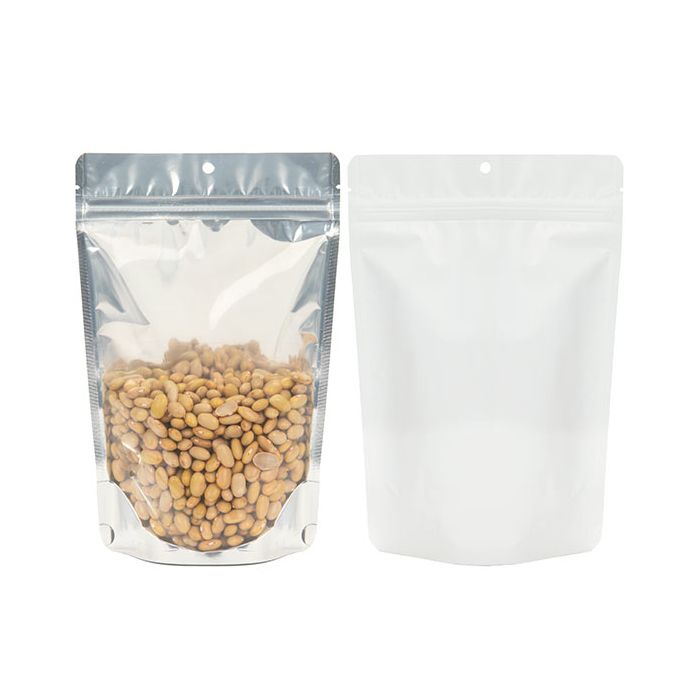 Stå upp påsar med vit baksida 15 x 9 x 23 cm med upphängningshål (100 st) [ZBGW7H]