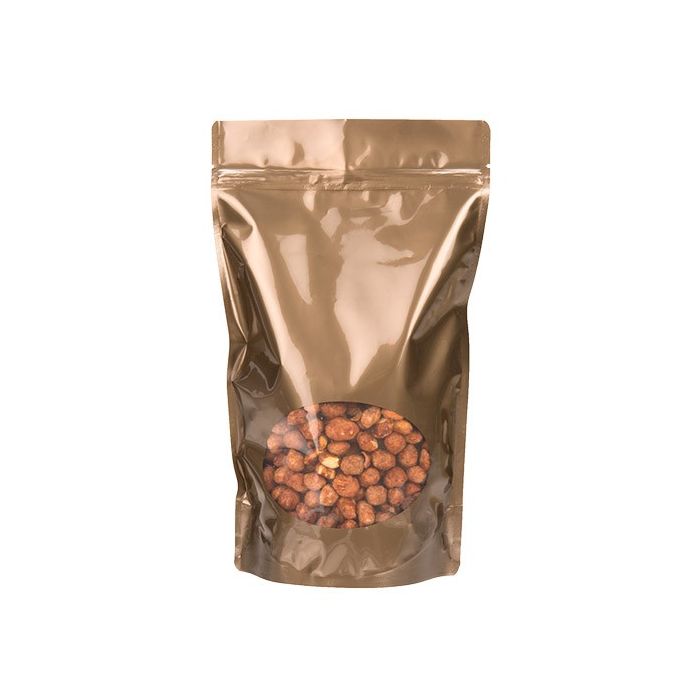 Stå upp påsar Brons med oval Fönster 17x9x28,5cm | 340 gram (100 st) [ZBGO4BZ]