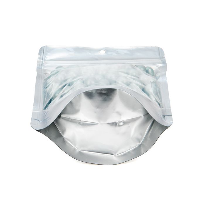 Stå upp påsar Silver 11,9x7,6x18,4cm Med hängande hål (100 st) [ZBGS46H]