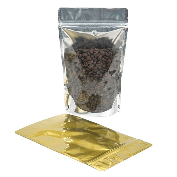 Stå upp påsar Transparent/Guld 14,6x7,9x23cm | 170 gram (100 st) [ZBGG58]