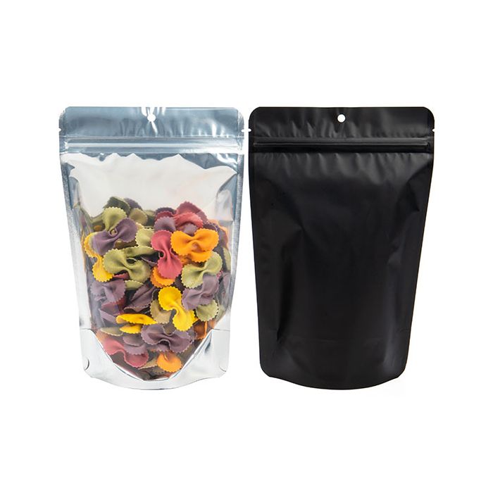 Stå upp påsar med svart baksida 15 x 9 x 23 cm med hängande hål (100 st) [ZBGB7H]