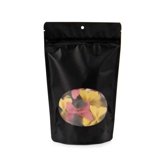 Stå upp påsar Väskor med ovalt fönster Matte Black 14.9x8.9x23.2 cm (100 st) [ZBGO7MBH]