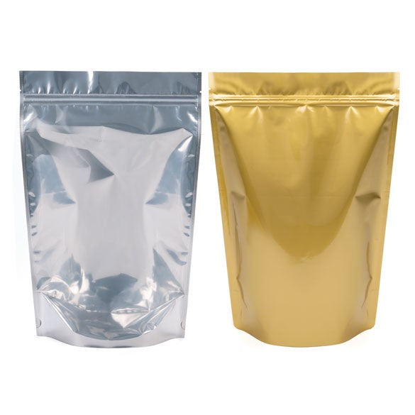 Stå upp påsar Transparent/Guld 23x12x34,5cm | 907 gram (100 st) [ZBGG6]