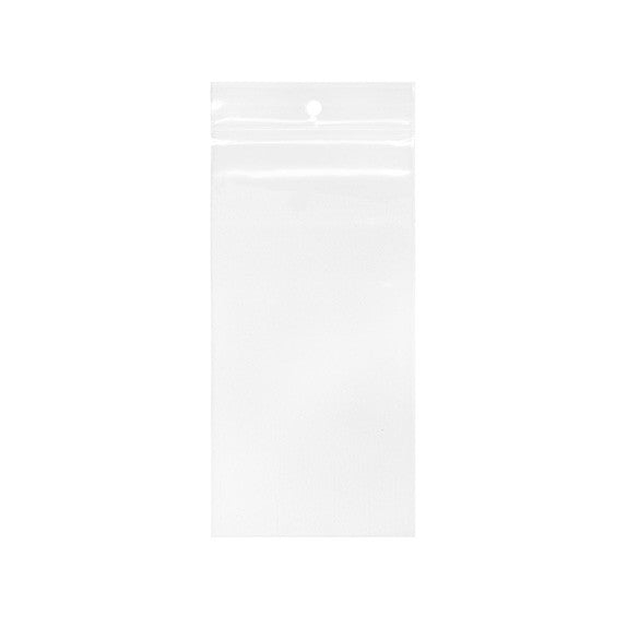 Blixtlåspåsar med häng hål 7,5x15cm Kristallklart PP 50 mikron (100 st) [ZR36]