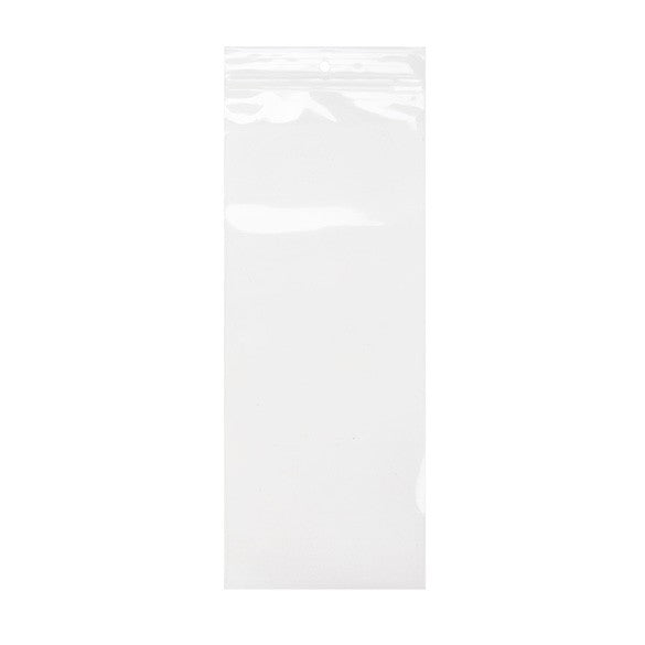 Blixtlåspåsar med häng hål 10x25,5cm Kristallklart PP 50 mikron (100 st) [ZR410]