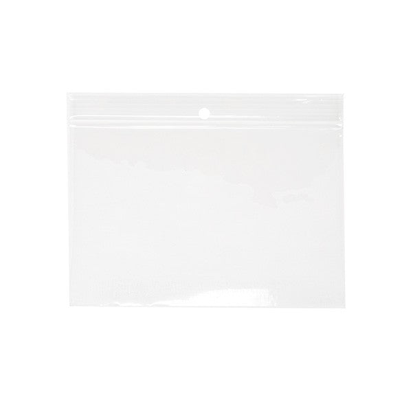 Blixtlåspåsar med häng hål 15x10cm Kristallklart PP 50 mikron (100 st) [ZR64]